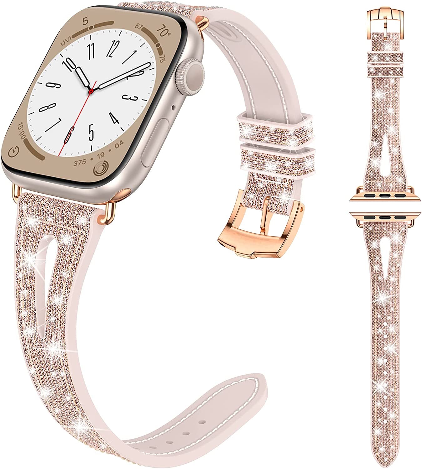 Goton Bling Band for Apple Watch Bands 49Mm 45Mm 44Mm 42Mm 41Mm 40Mm 38Mm Ultra Series 8 7 6 5 4 3 2 1 SE, Women Glitter Silicone Strap Accessories Designed for Iwatch All Series  Yin-Goton   