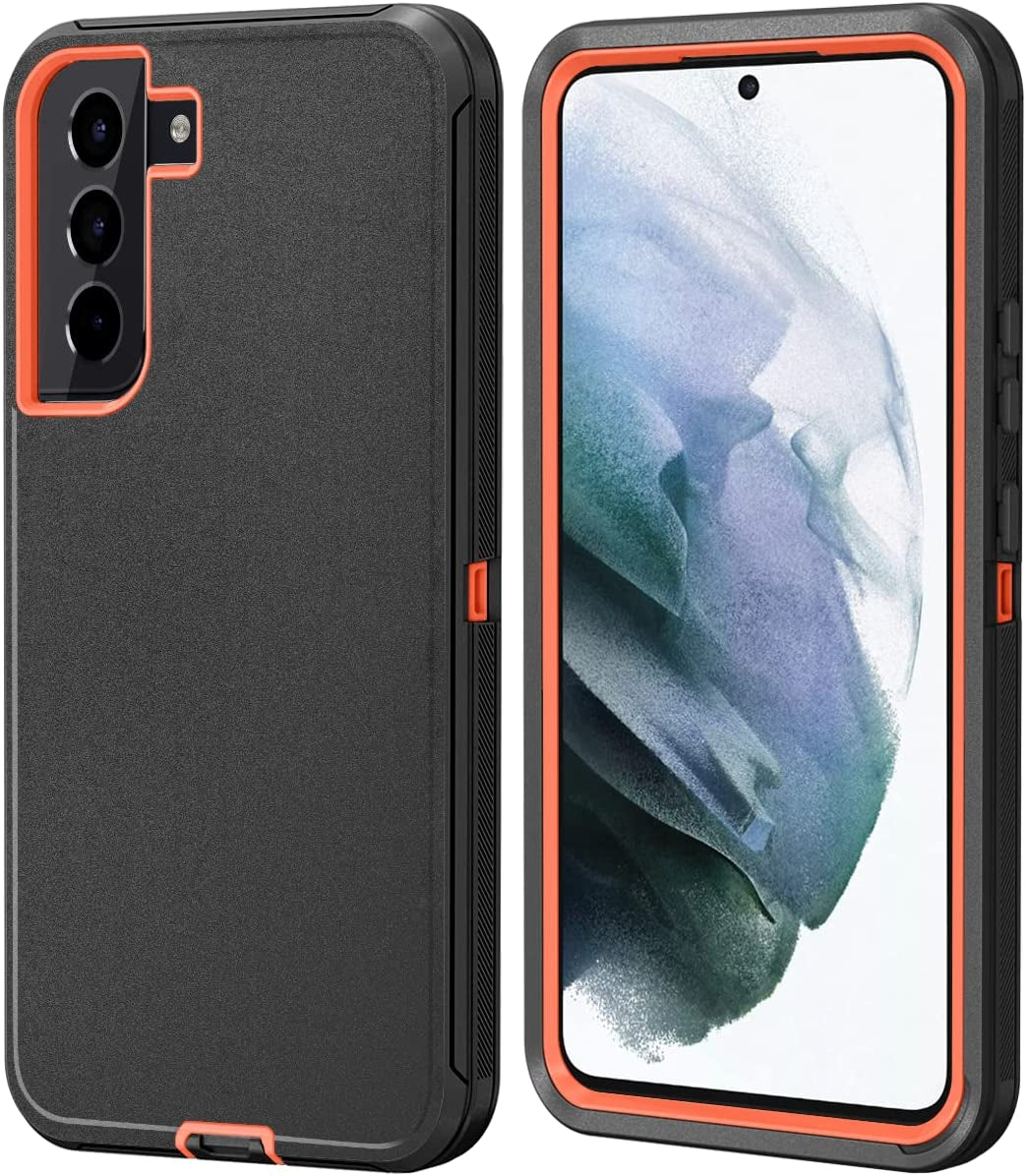 ONOLA Compatible with Galaxy S22 Case 5G,Samsung S22 Case 5G Samsung Galaxy S22 Case 5G Drop Protection Full Body Rugged 3 in 1 Cover Samsung Galaxy S22 Phone Case (6.1") (S22 5G, Black)  ONOLA Black Orange  