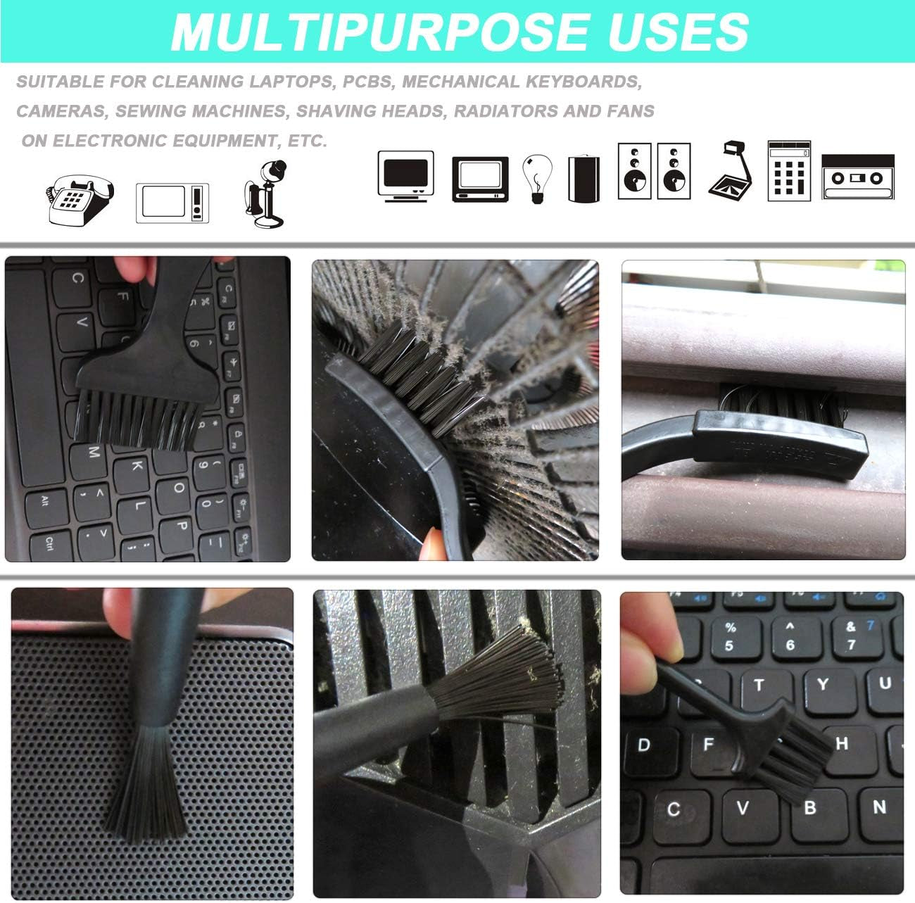 11 in 1 anti Static Brushes Set with Microfiber Cleaning Cloth, Small Portable Plastic Handle Nylon Cleaning Brush Kit for Computer PC Keyboard Laptop Screen Electronics Camera Lens Phone Car  ACKLLR   
