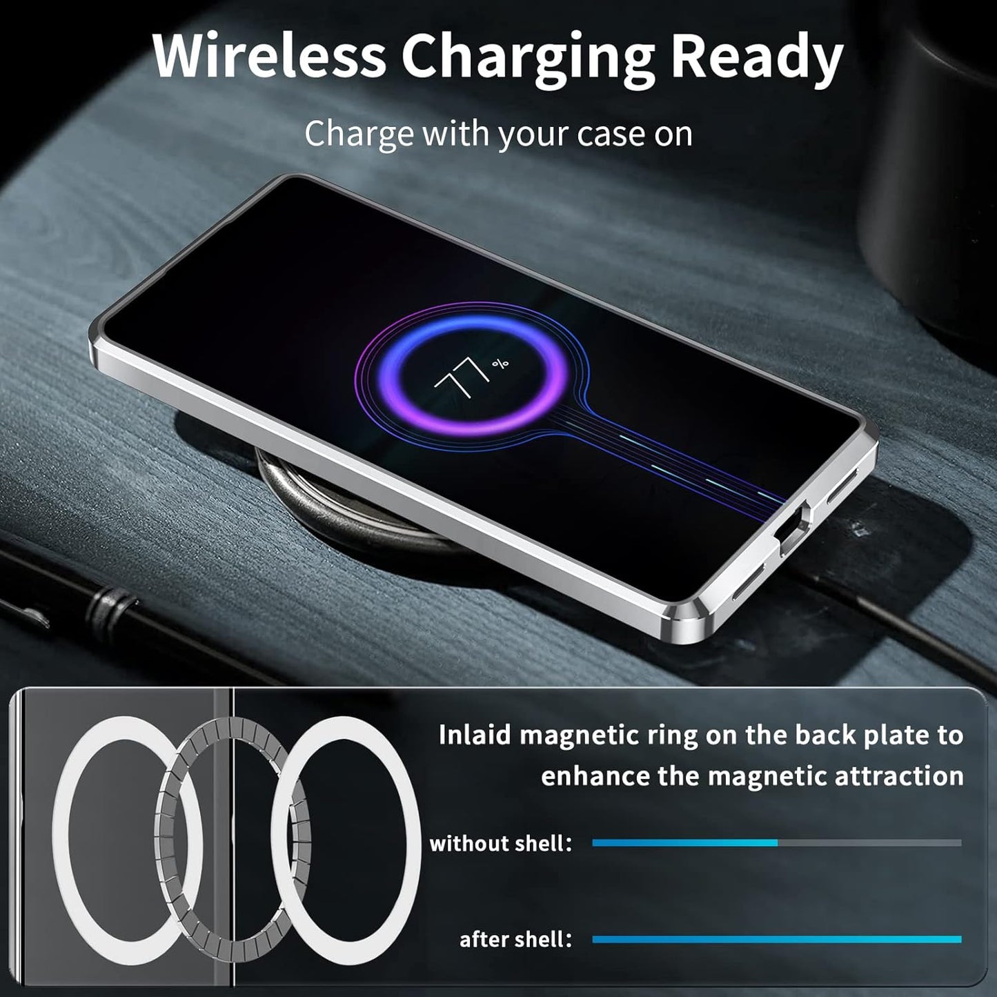 Tffozssi Case for Sony Xperia 5 IV, Compatible with Magsafe Magnetic Adsorption Metal Bumper Back Translucent Matte PC Cover for Sony Xperia 5 Iv,Silver  Tffozssi   