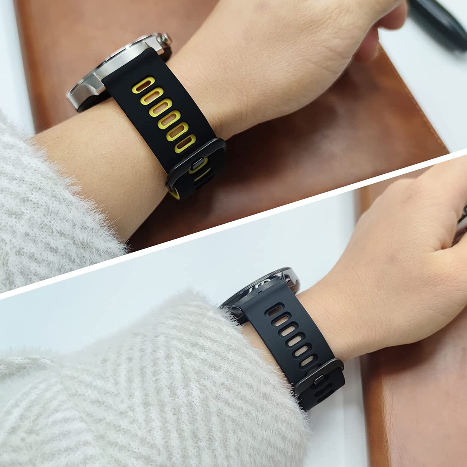 22Mm Galaxy Watch 3 45Mm Band,Soft Silicone Galaxy Watch 46Mm Bands Compatible for Samsung Gear S3 Frontier & Classic/Garmin Venu 2/Forerunner 255/ Forerunner 745/Vivoactive 4 Wristband for Men Women  EZMVZKU   