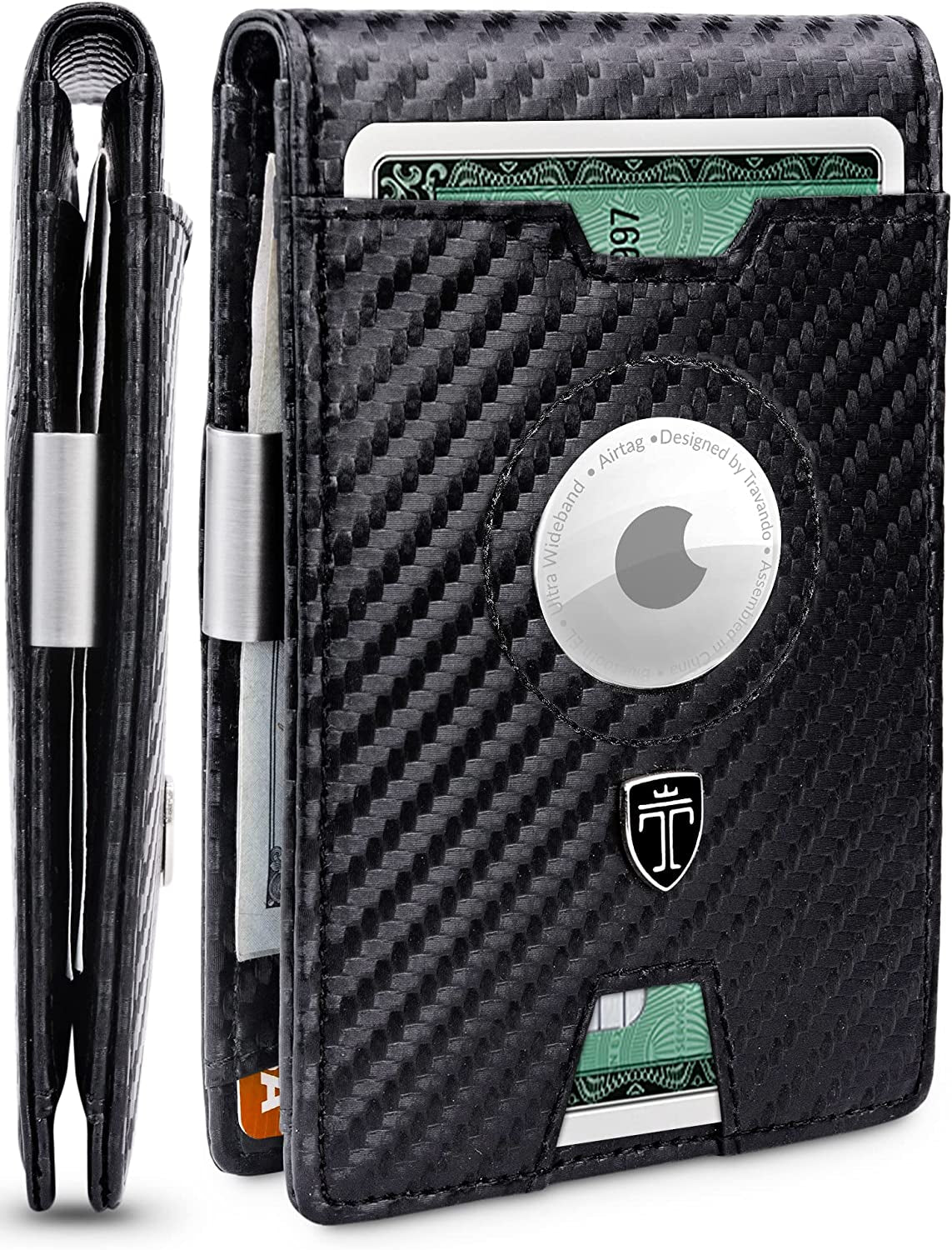 TRAVANDO Airtag* Wallet Mens Wallet with Money Clip Air Tag Wallet Card Holder RFID Blocking Bifold Gifts for Men  TRAVANDO   