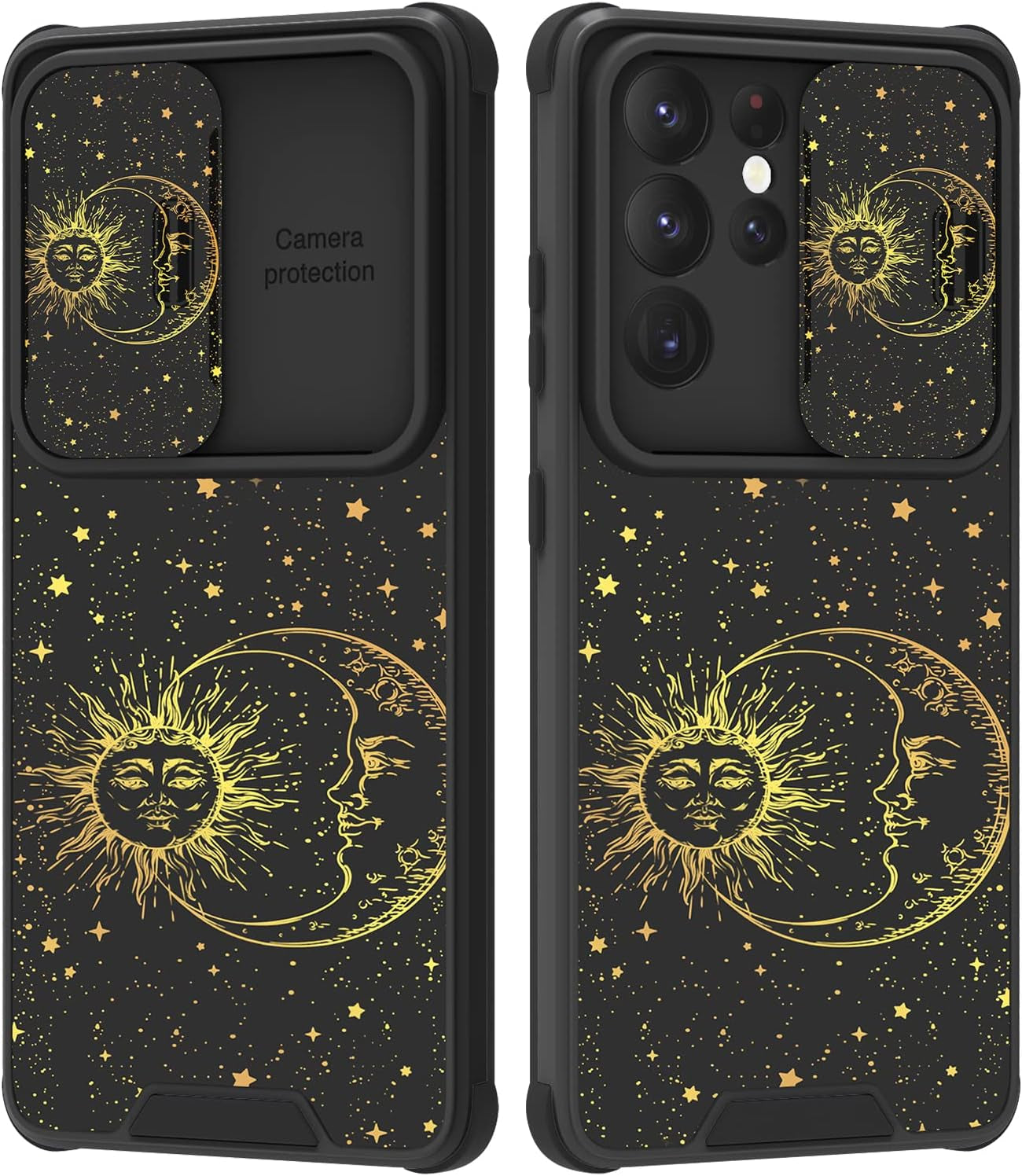 PERRKLD for Samsung Galaxy S21 Ultra Case with Slide Camera Cover Cute Sunflowers Floral for Women Girls Anti-Scratch Hard PC Shockproof Protective Phone Case Cover for Samsung S21 Ultra 6.8 Inch  PERRKLD Sun Moon Star  