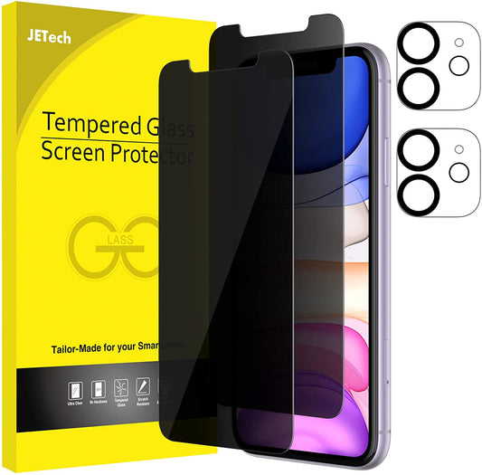 Jetech Privacy Screen Protector for Iphone 11 6.1-Inch with Camera Lens Protector, anti Spy Tempered Glass Film, 2-Pack Each  JETech   