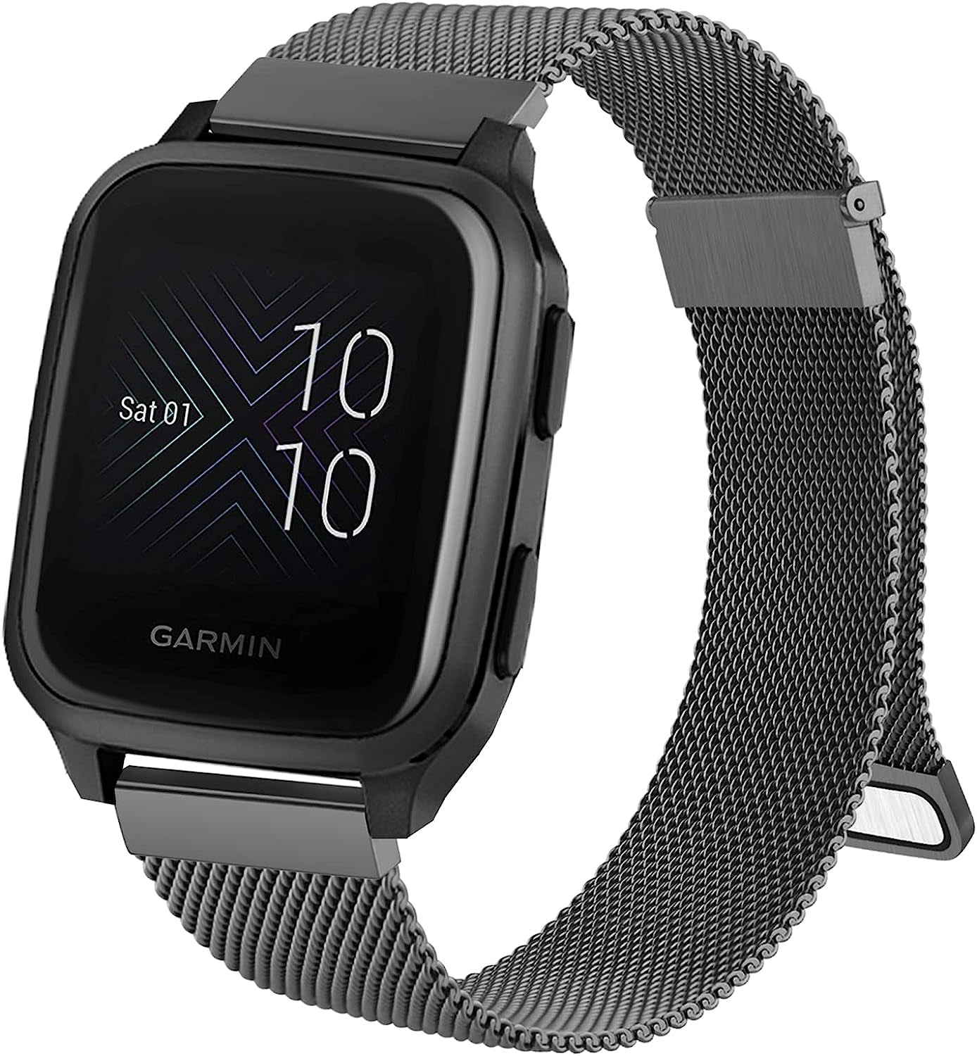 Wanme Metal Bands for Garmin Venu 2 plus / Venu Sq / Venu / Vivoactive 3 Watch Band Women Men, Stainless Steel Mesh Magnetic Replacement Wristband Bracelet Strap for Garmin Vivomove Sport, Vivoactive 3 Music, Forerunner 645 / 245 Music Smart Watch  Wanme Space Gray  