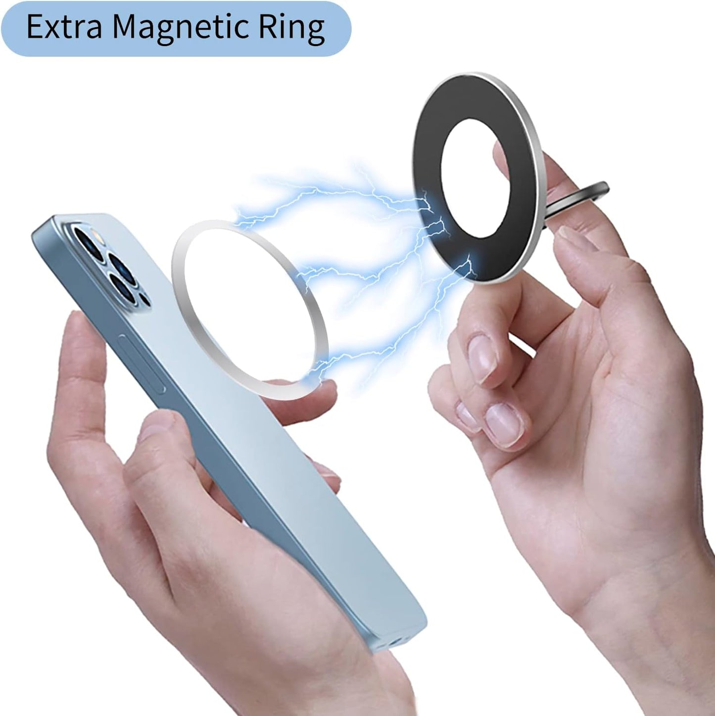 Magnetic Phone Ring Holder，Popsocket Magnetic Phone Grip for Iphone 14 13 12 Adjustable Kickstand,Magnetic Finger Phone Ring Stand Holder Silver  ideapro   