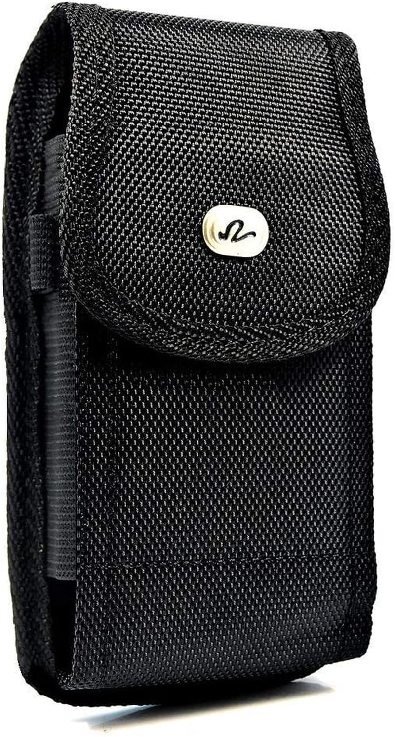 Wonderfly Horizontal Holster Compatible with LG V50 Thinq 5G, V30 Thinq, V20, V10 or Samsung Galaxy S8+, a Large Leather Carrying Case with Belt Loops and Belt Clip, Fits the Phone with a Thick Case  Wonderfly Black Vertical Rugged Large Case  