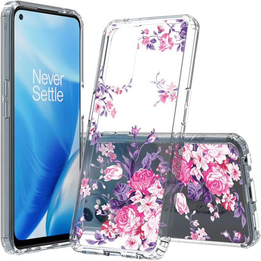 Kowauri Case for Oneplus Nord N200 5G,Flower Pattern Hard PC Back Clear Slim TPU Bumper Shockproof Protective Cover Case for Oneplus Nord N200 5G (Purple)  Kowauri   