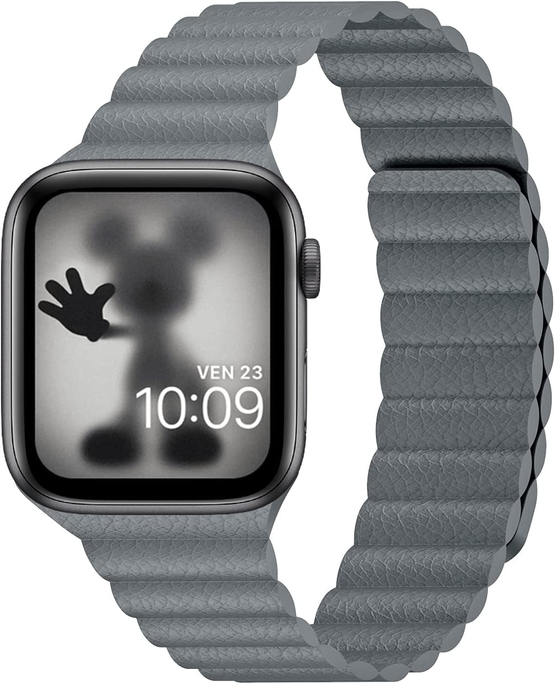 INI Compatible with Apple Watch Band 49Mm 45Mm 44Mm 42Mm 41Mm 40Mm 38Mm - Enhanced Adjustable Leather Strap with Magnetic Closure System for Iwatch Series Ultra/8/7/Se/6/5/4/3/2/1 - Black  INI Technologies Fossil 42mm/44mm/45mm/49mm 6.0"-8.0" 