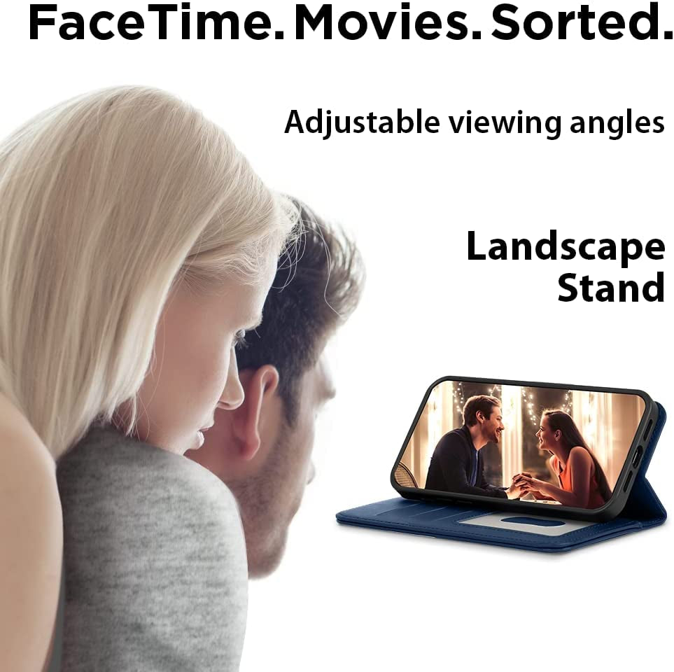 Iato Iphone 13 Pro Max Wallet Case. Magsafe Compatible Detachable PU Leather Folio Cover. Landscape Stand & RFID Card Protective Flip Removable Accessory for Iphone 13 Pro Max (2021) 6.7-Inch [Blue]  iATO   