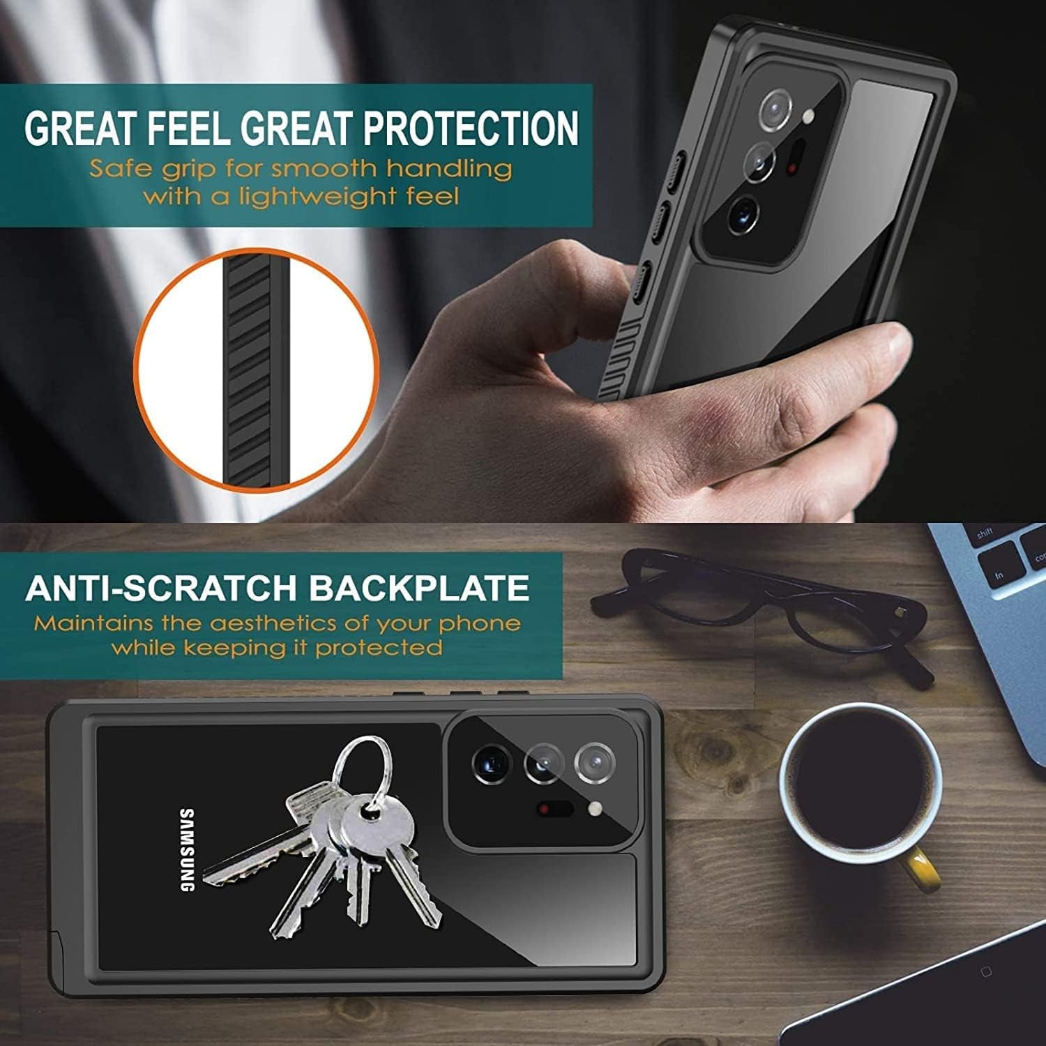 ANTSHARE for Samsung Galaxy Note 20 Ultra Case Waterproof,Built in Screen Protector Full-Body Protection Heavy Duty Shock-Proof Cover Waterproof Case for Galaxy Note 20 Ultra 6.9 Inch 5G-Gray  ANTSHARE   