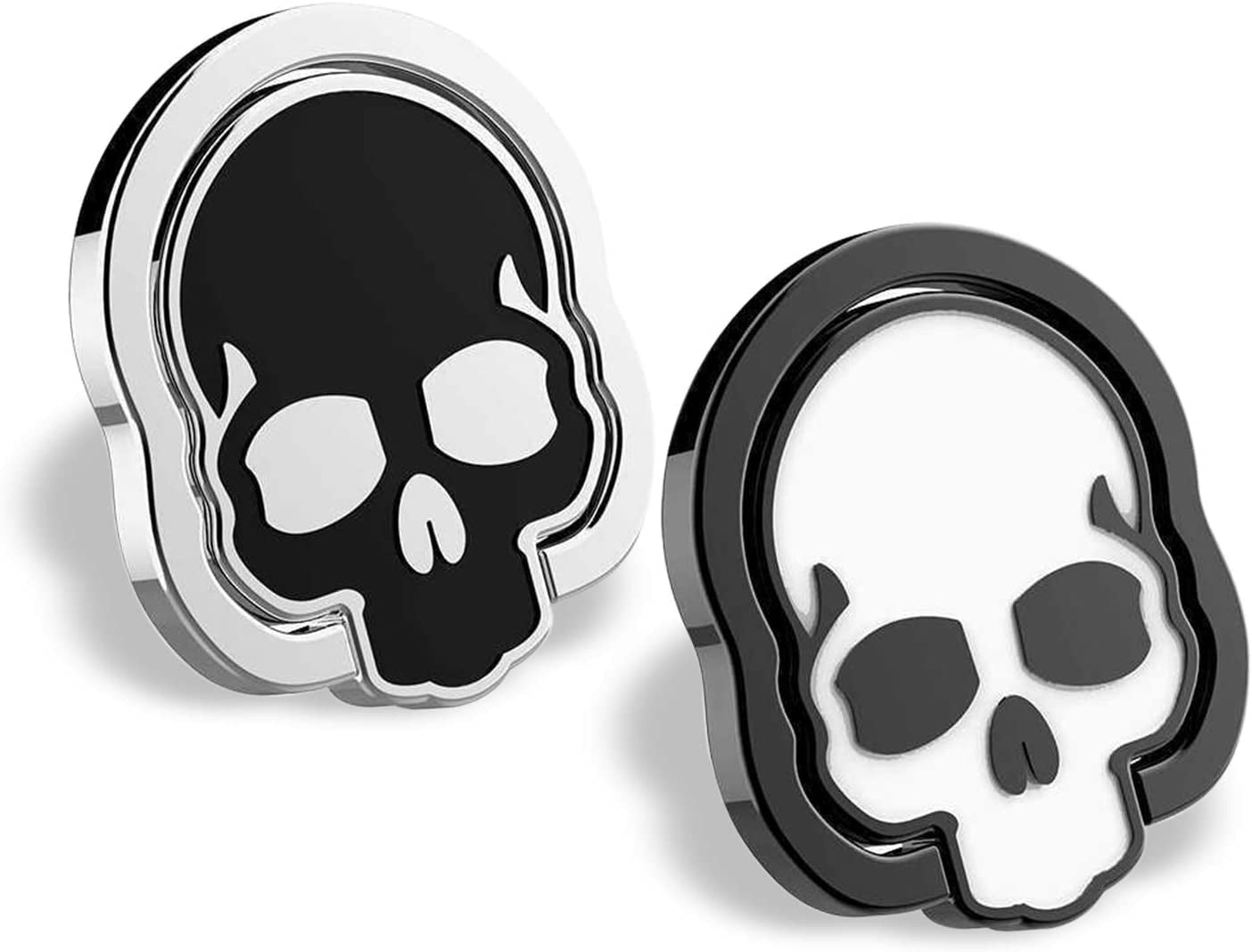 Homedge Cell Phone Skull Ring Grip, Set of 2 Packs 360° Adjustable Finger Ring Holder, Suitable for Magnetic Car Mount Kickstand for Cell Phone-Black and White  homEdge   