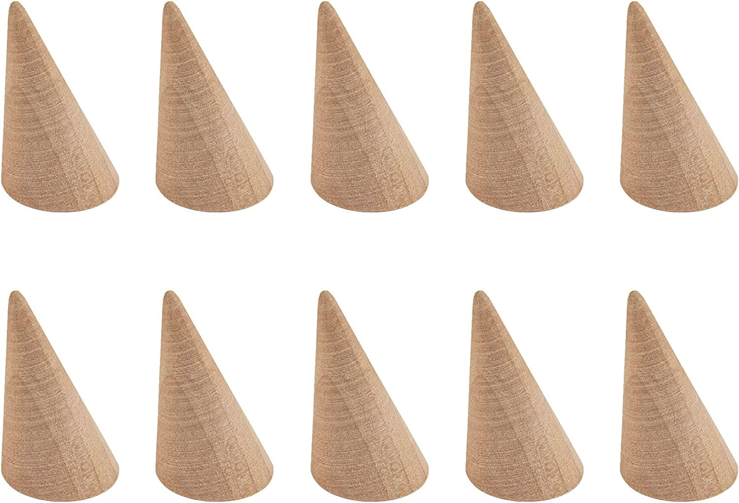 AUEAR, 10 Pack Small Natural Wooden Cone Ring Holder Finger Wood Jewelry Ring Display Stand Organizer DIY Craft (Tilted Shaped)  AUEAR   