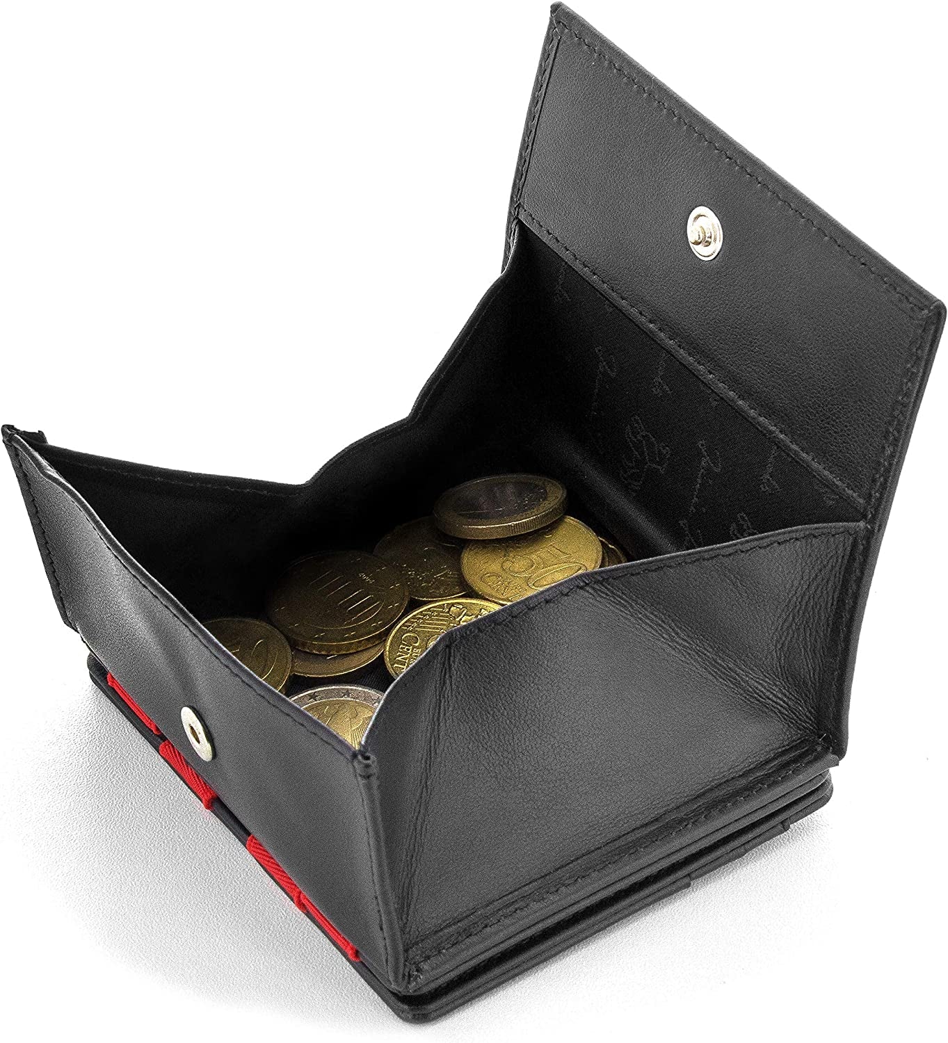 Jaimie Jacobs Flap Boy Airtag Edition Magic Wallet RFID Protected Genuine Leather Men (Black with Red)  Jaimie Jacobs   