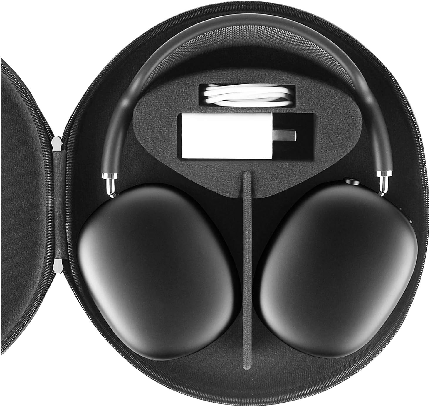 Geekria Shield Smart Headphones Case Compatible with Airpod Max Case, Replacement Hard Shell Travel Carrying Bag with Cable Storage (Microfiber Dark Grey)  GEEKRIA   