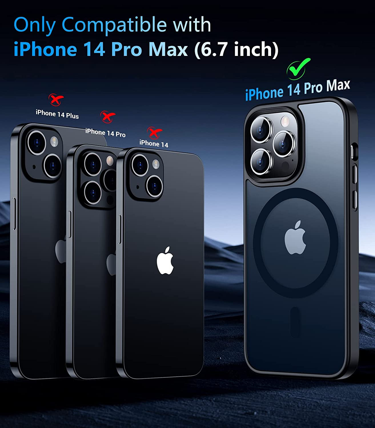 Temdan Magnetic Case for Iphone 14 Pro Max Case, [Compatible with Magsafe] [2Pcs Tempered Glass Camera Protector & Screen Protector] Slim Translucent Matte Shockproof Case for Iphone 14 Pro Max 6.7"  Temdan   