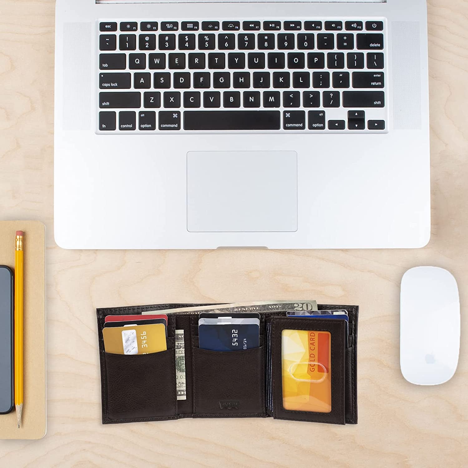 Levi'S Men'S Sleek and Slim Trifold Minimalist Wallet  Levi's   