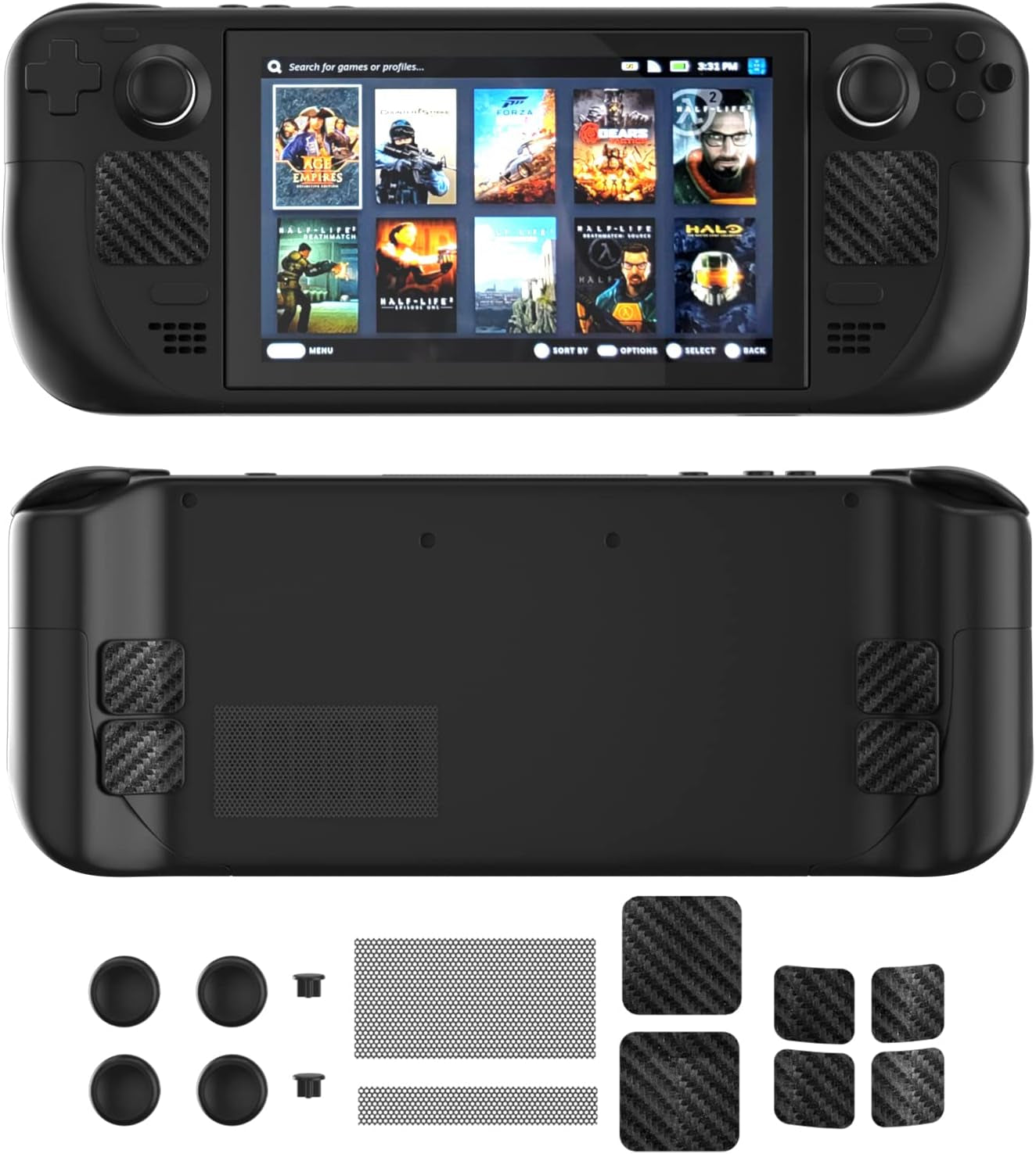 Steam Deck Accessories, Steam Deck Touch Protector, Steam Deck Dust Plug, Steam Deck Silicone Thumb Grip Caps, Vent Dust Filter Cover with Trackpads Skins - 9 in 1  ECHZOVE   