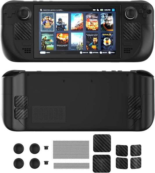 Steam Deck Accessories, Steam Deck Touch Protector, Steam Deck Dust Plug, Steam Deck Silicone Thumb Grip Caps, Vent Dust Filter Cover with Trackpads Skins - 9 in 1  ECHZOVE   