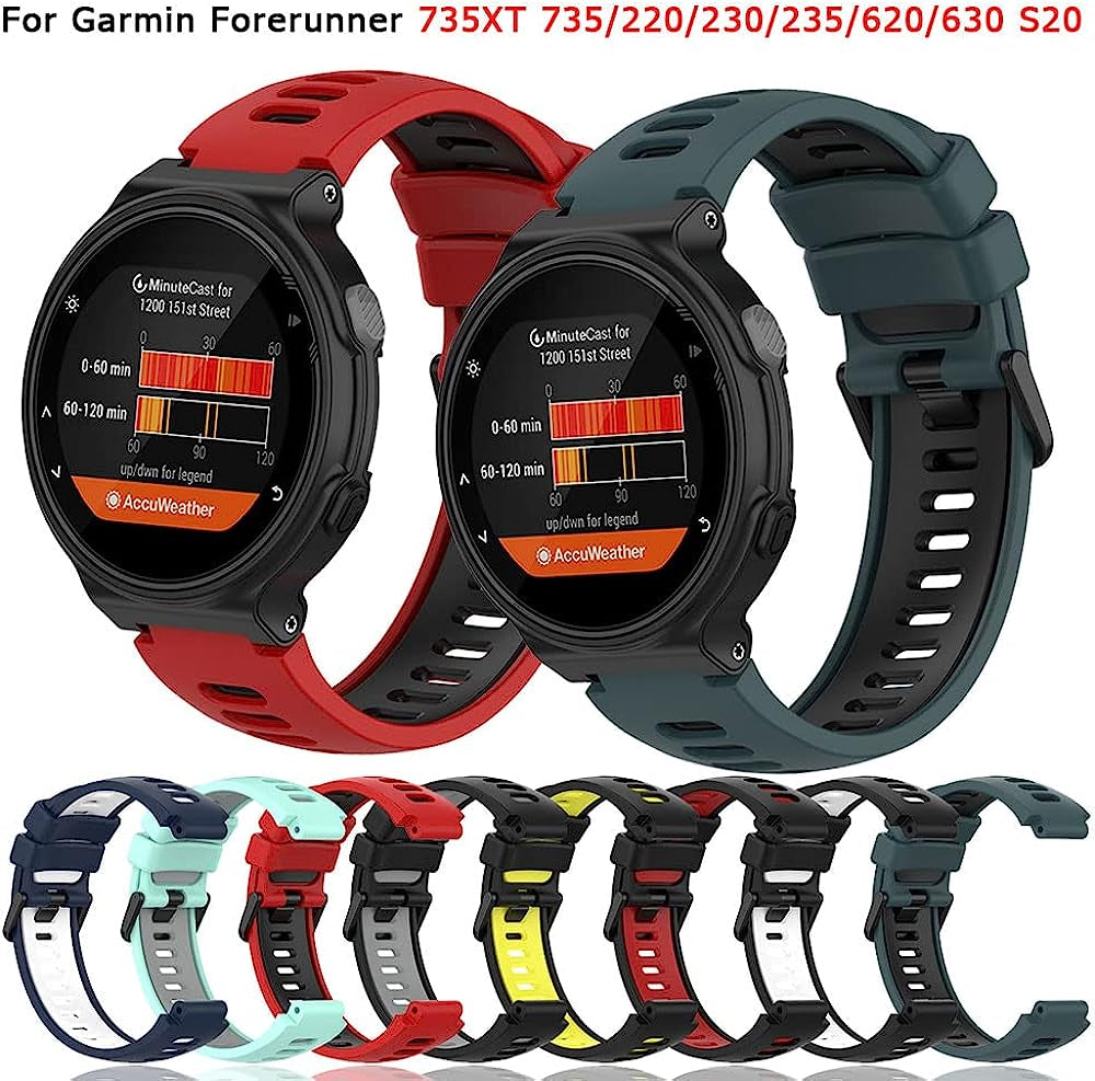 NDJQY Silicone Watch Band for Garmin Forerunner 220 230 235 735XT 735 620 630 S20 S5 S6 Replacement Strap Bracelet Watch Wristband  NDJQY   