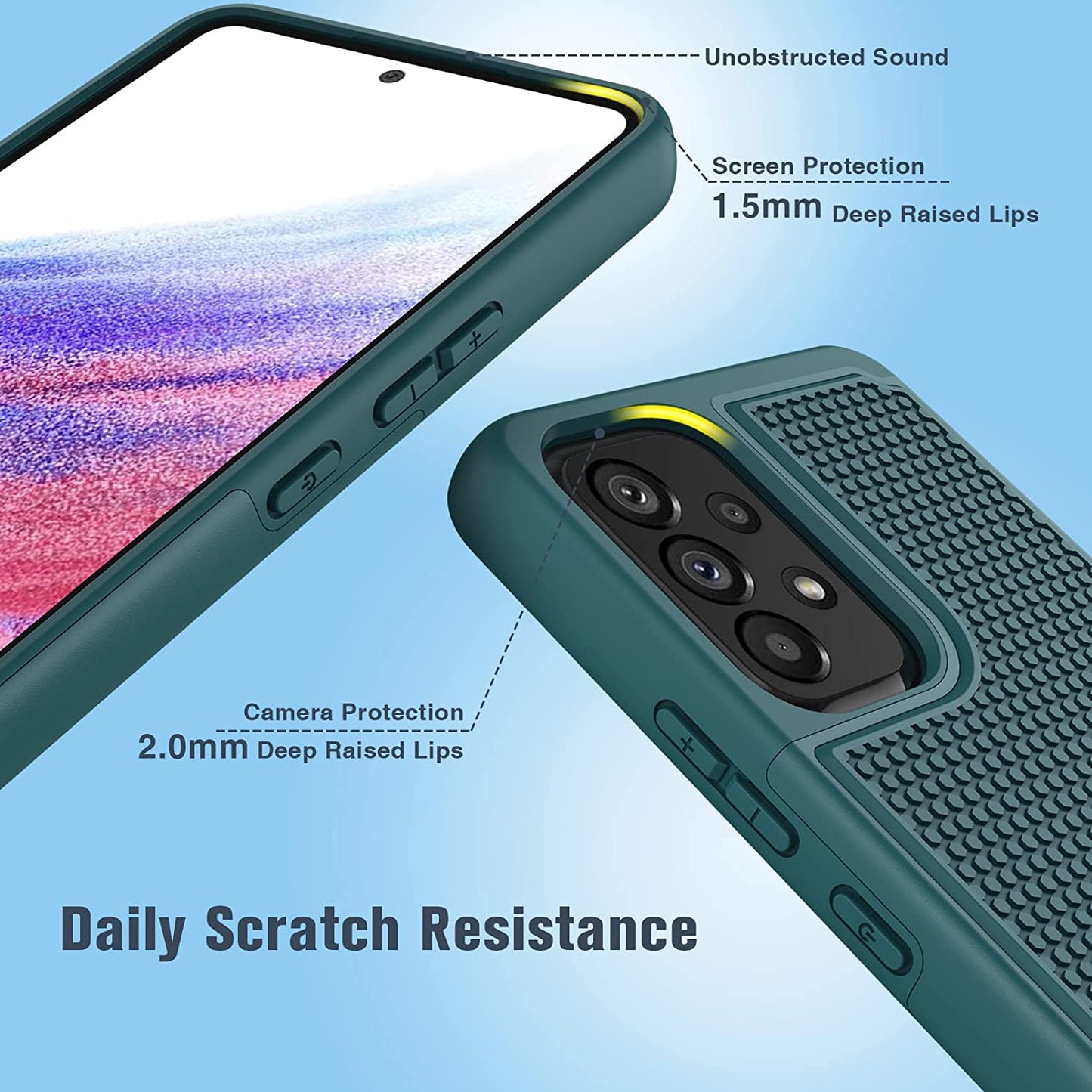 BNIUT for Samsung Galaxy A53 5G (Galaxy A53 5G UW) Case: Dual Layer Protective Heavy Duty Cell Phone Cover Shockproof Rugged with Non Slip Textured Back - Military Protection - 6.5Inch (Dark Green)  binghexin   
