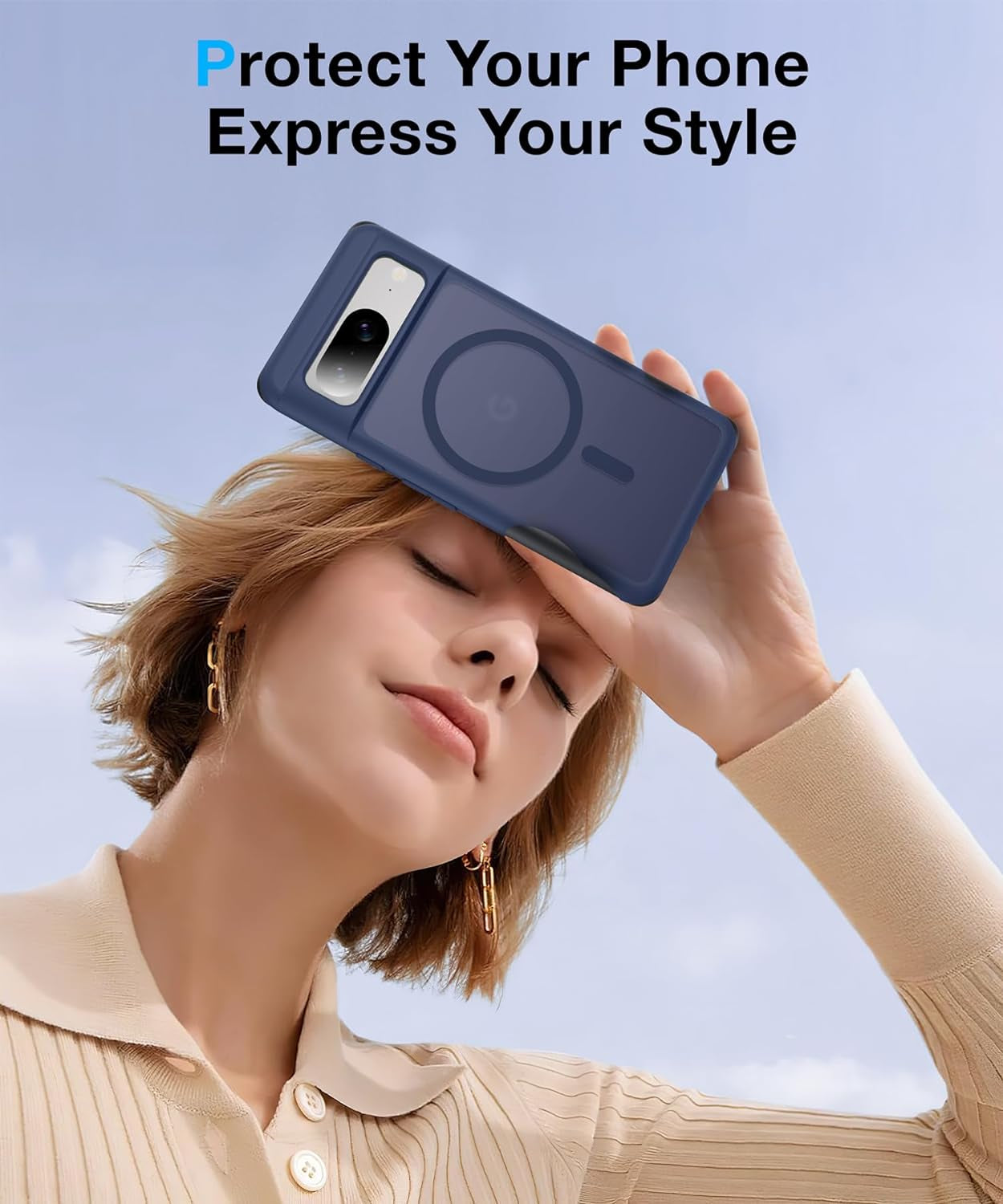 [NO.1 Magnetic] for Google Pixel 8 Case Compatible with Magsafe [Translucent Matte] [Anti-Fingerprint] [Military Shockproof] Slim Hard Case with Soft Silicone Bumper for Pixel 8 Cover 6.2”, Blue  FNDMIL   