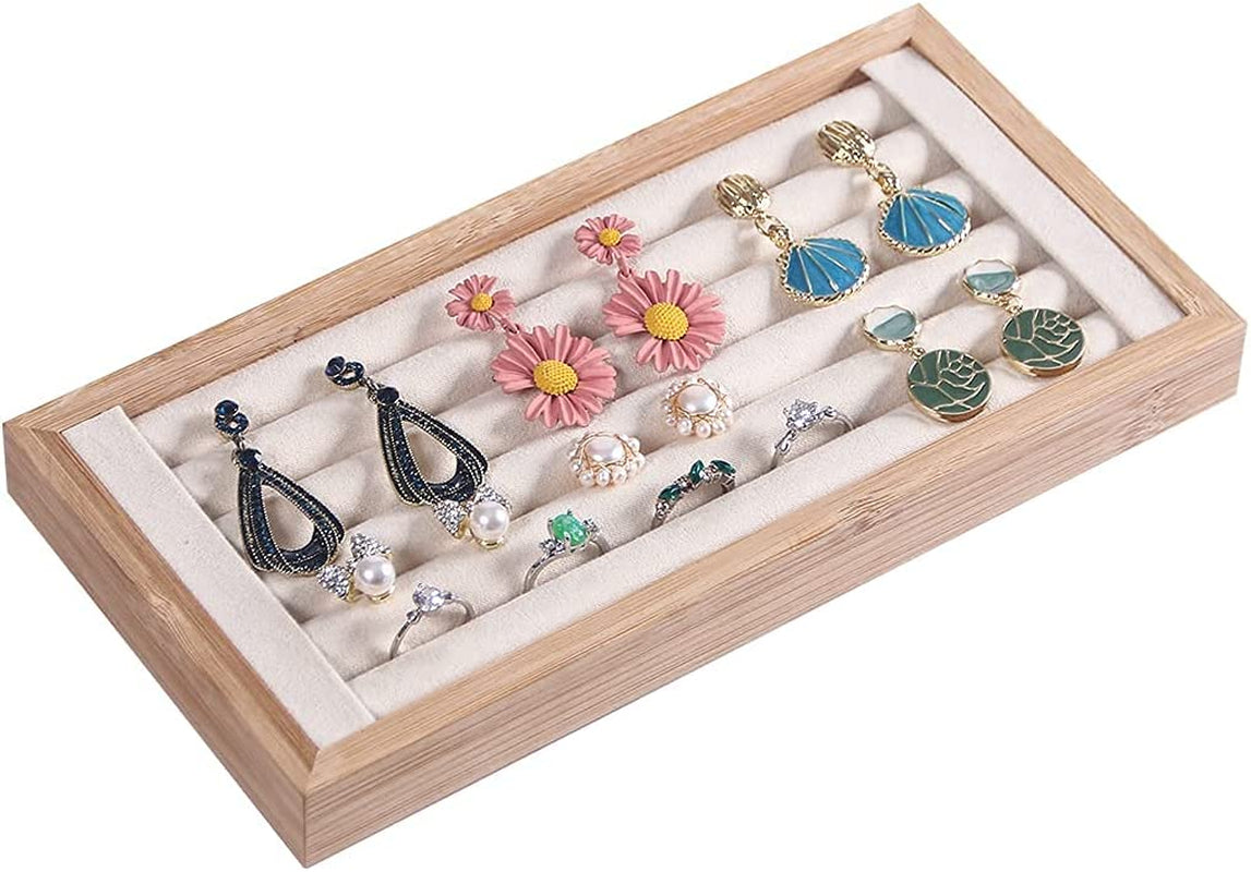 Kanwoder Bamboo Ring Holder,Ring Display Stand,Jewelry Organizer Stand for Rings Earrings Selling（Beige）  Kanwoder   