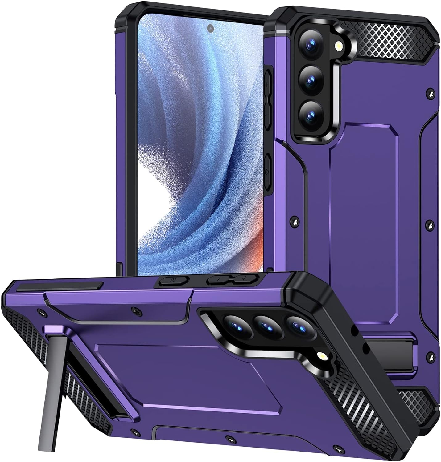 KOBBRAN Galaxy S21 plus Case for Samsung Galaxy S21 plus Case Military Grade Drop Shockproof with Metal Kickstand Stand Armor Protective Case for Galaxy S21 plus S21+ Phone Case (Blue)  KOBBRAN Roland Violet  