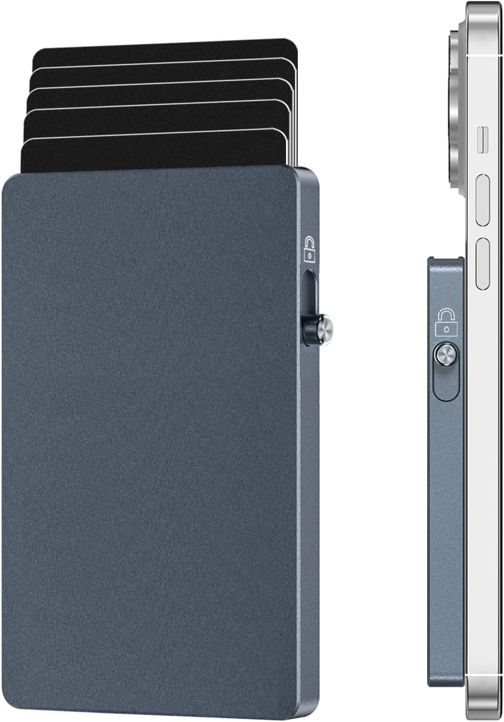 Magnetic Card Wallet Holder for Magsafe，Slim Metal Wallet Card Holder，Eject Credit Card with One Click Prevent Theft Locking Cards Function ，Card Holder for Phone Case Compatible with All Type Phone  SMRA   