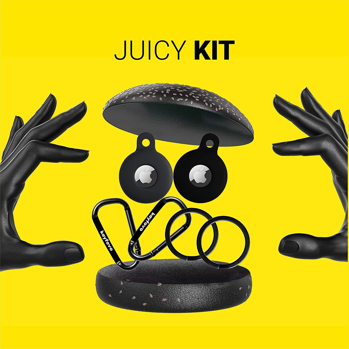 Airtag Holder, Airtag Case, Air Tag Holder, Airtag Accessories, Airtag Key Ring, Airtag Keychain, Silicone Airtag Case, 2 Pack – Grey, Black  toyshi   