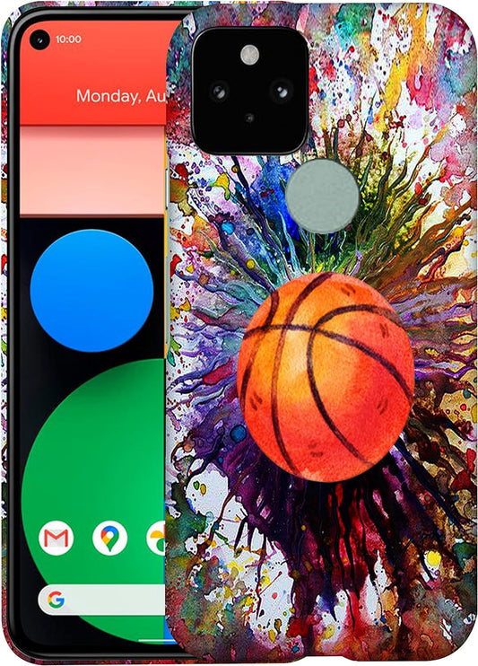 Glisten Google Pixel 4A 5G Case, Pixel 5 XL Case - Vintage Colour Basketball Design Printed Slim & Sleek Plastic Hard Snap on Protective Designer Back Case for Pixel 4A 5G (6.2"). [Not for 4G]  Glisten   