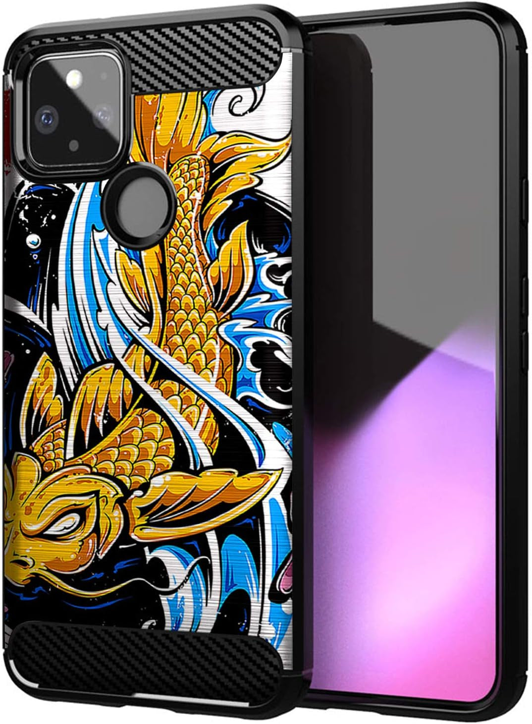 Casesondeck Case Compatible with [Google Pixel 4A 5G (2020)] Pictorial Patterned TPU Design Case Flexible Slim and Elegant (Astronaut)  Cases on Deck Koi Fish  