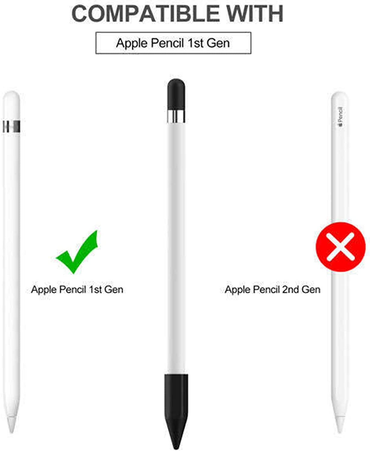 Siduater [4-Pack] Silicone Protective Accessories for Apple Pencil 1St Generation, Includes 1 Apple Pencil Cap Replacements, Apple Pencil Cap Holder, Apple Pencil Tip Cover, Adapter Tether - White  siduater   