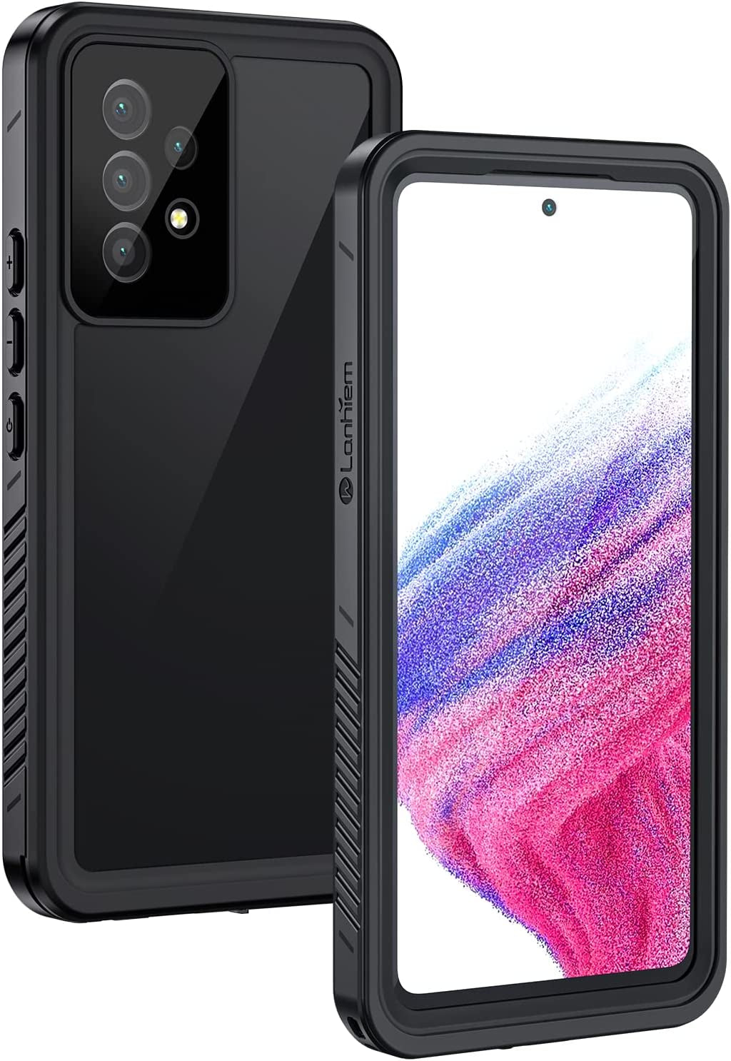Lanhiem Samsung Galaxy A53 5G Case, IP68 Waterproof Dustproof Case with Built-In Screen Protector, Rugged Full Body Shockproof Phone Cover for Samsung A53 5G, Black/Clear  Lanhiem   