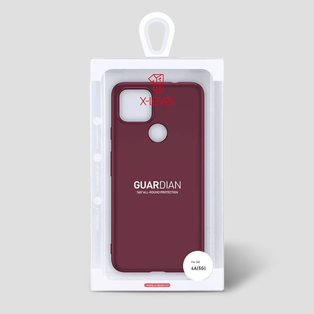 X-Level Google Pixel 4A 5G Case Thin Ultra Slim Fit Mobile Phone Case Soft Flexible TPU Matte Finish Light Coating Grip Full Protective Phone Back Cover for Women Compatible Google 4A 5G-Wine Red  X-level   