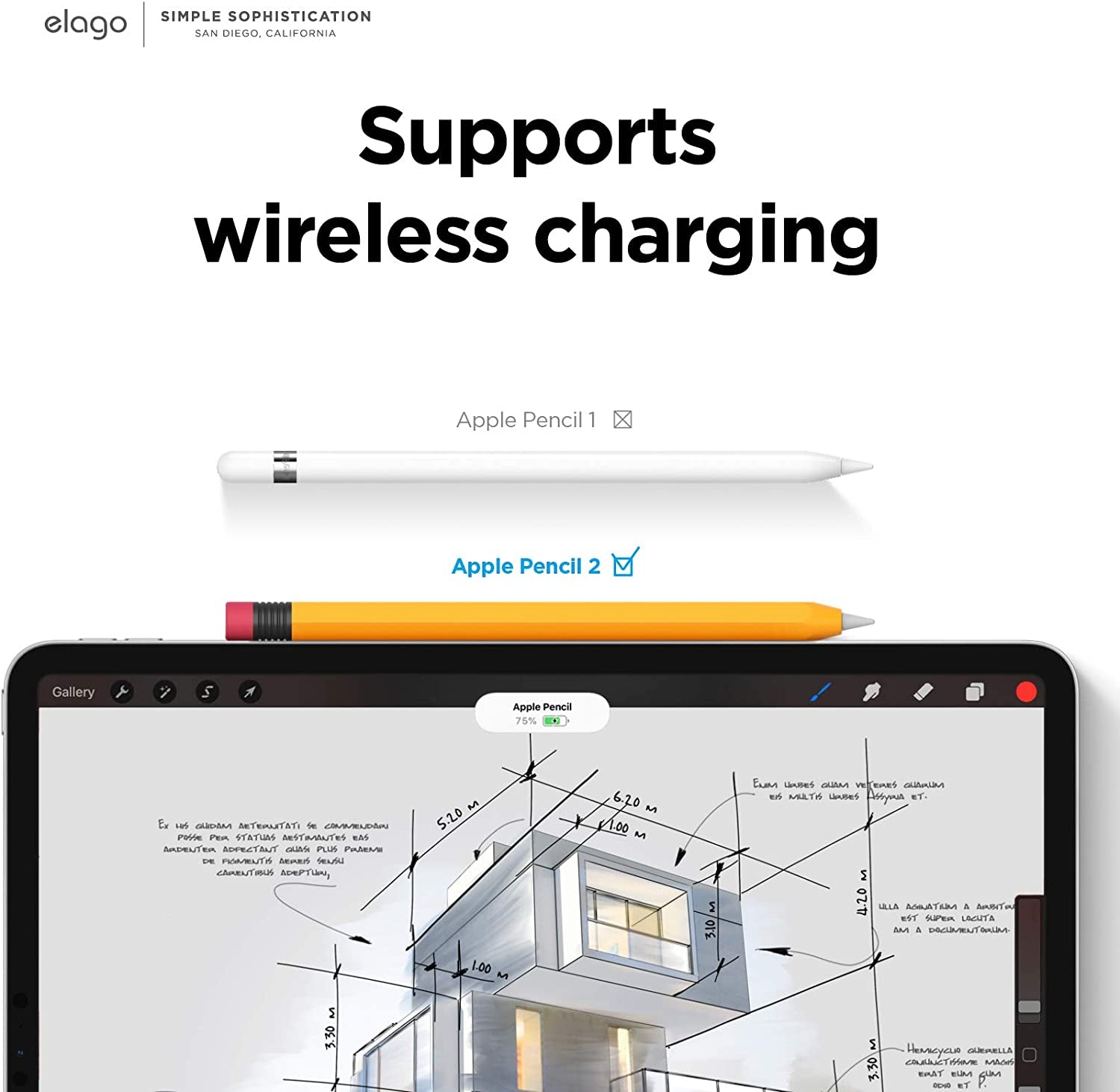 Elago Classic Pencil Case Compatible with Apple Pencil 2Nd Generation Cover Sleeve, Classic Design, Compatible with Magnetic Charging and Double Tap (Must Read Installation Instructions) [Yellow]  elago   