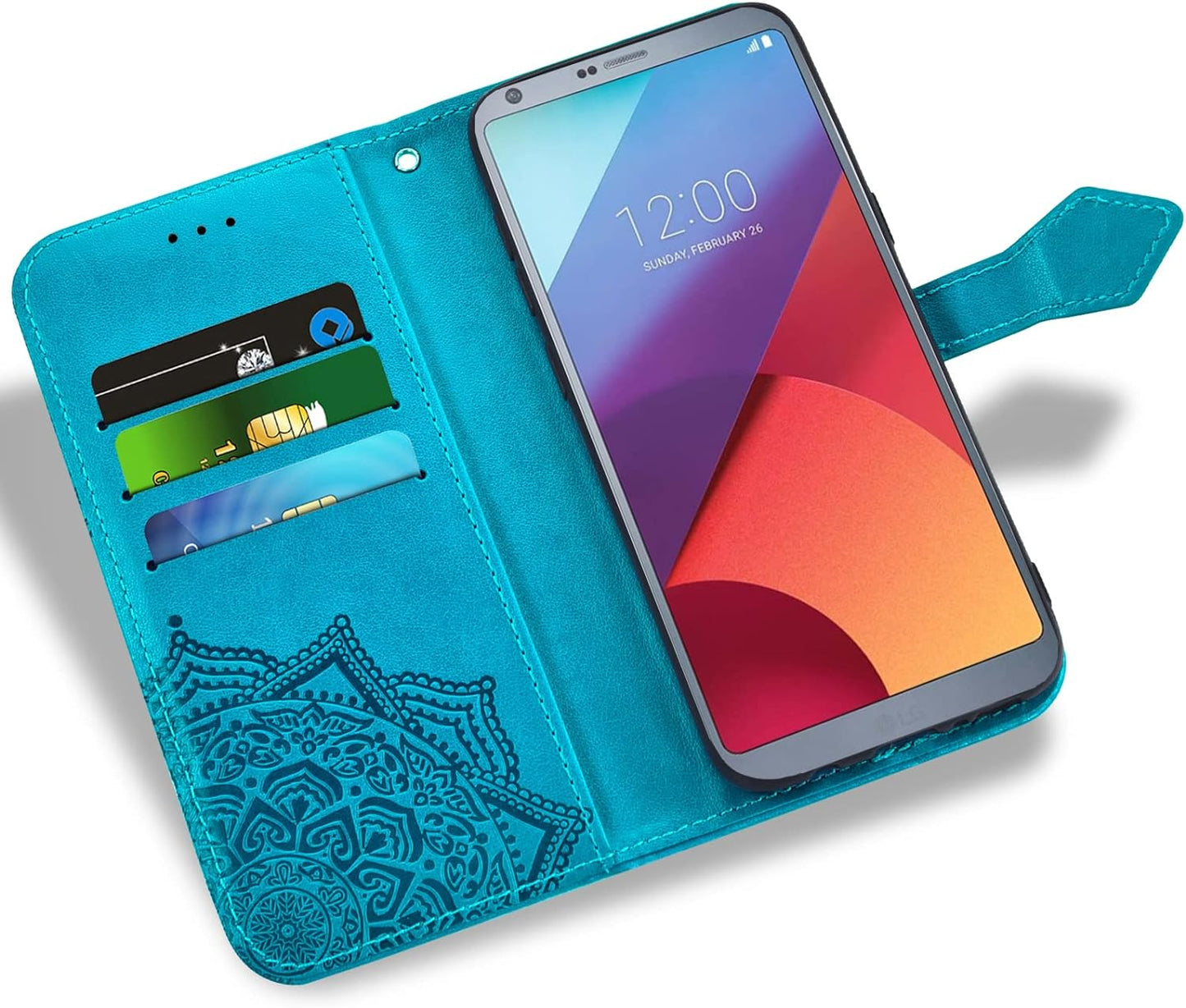 Asuwish Compatible with LG G6 Wallet Case Tempered Glass Screen Protector and Leather Flip Cover Card Holder Cell Phone Cases for LGG6 Thinq LG6 Thin Q G 6 plus G6+ 6G VS988 H872 Women Men Blue  Asuwish   