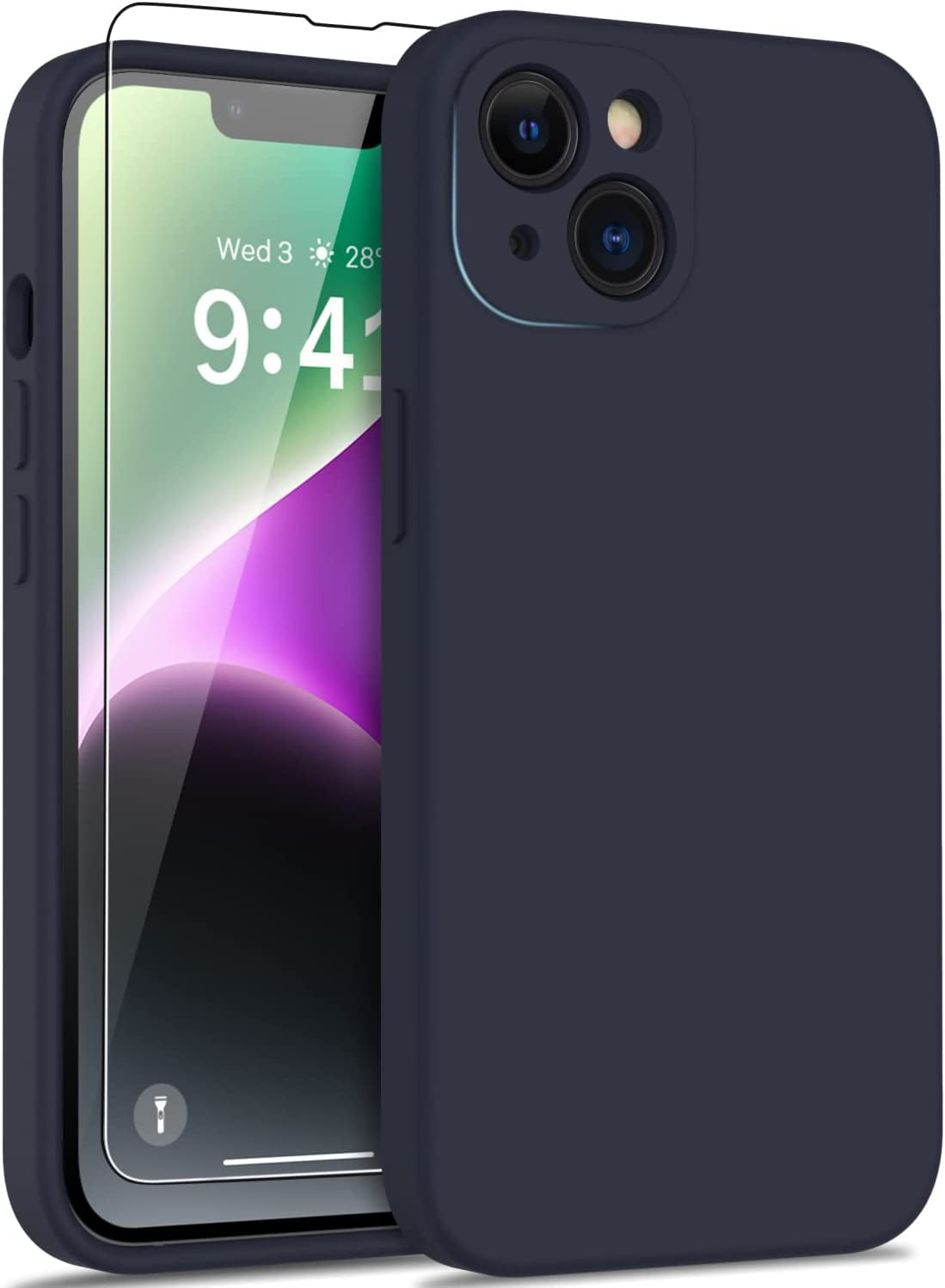 DEENAKIN Iphone 14 Case with Screen Protector,Enhanced Camera Cover,Passing 16Ft Drop Tested Soft Silicone Gel Rubber,Slim Fit Protective Phone Case for Iphone 14 6.1" Army Green  DEENAKIN Dark Blue  