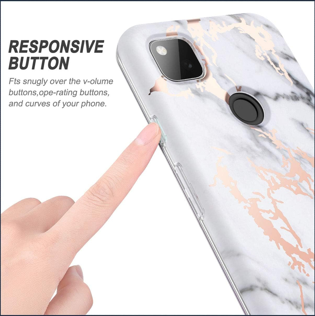 SURITCH for Google Pixel 4A Case【Not for 5G】, [Built-In Screen Protector] Marble Full-Body Protection Shockproof Rugged TPU Bumper Protective Case for Google Pixel 4A 4G 5.8 Inch 2020(Gold Marble)  SURITCH   