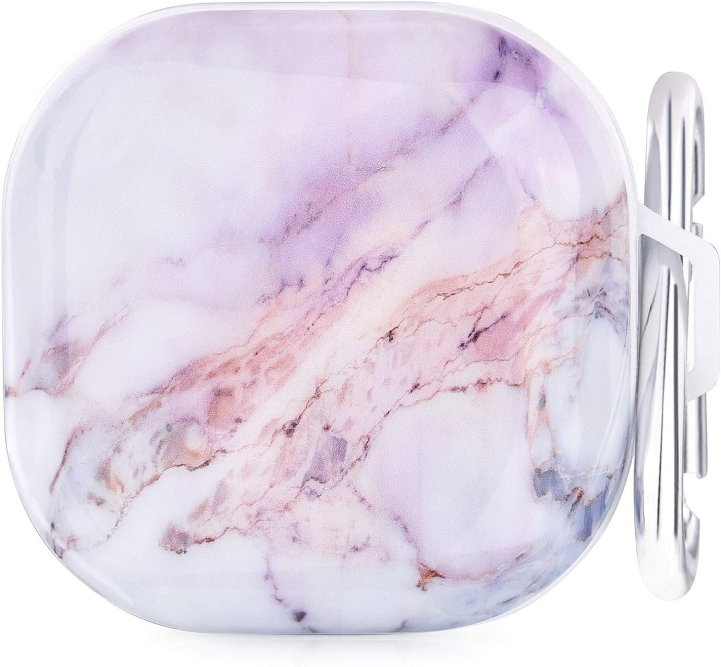 OLEBAND Galaxy Buds 2 Pro/Buds Live/Buds Pro/Buds 2 Case with Cute Pattern and Keychain Accessory,Hard Cover for Women and Girls,Colorful Marble  OLEB Purple Natural marble  