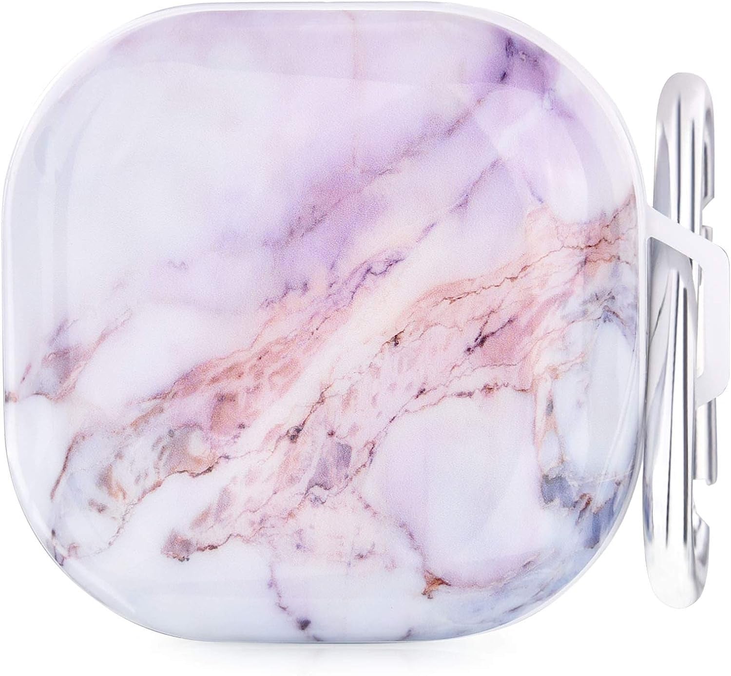 OLEBAND Galaxy Buds 2 Pro/Buds Live/Buds Pro/Buds 2 Case with Cute Pattern and Keychain Accessory,Hard Cover for Women and Girls,Colorful Marble  OLEB Purple Natural marble  