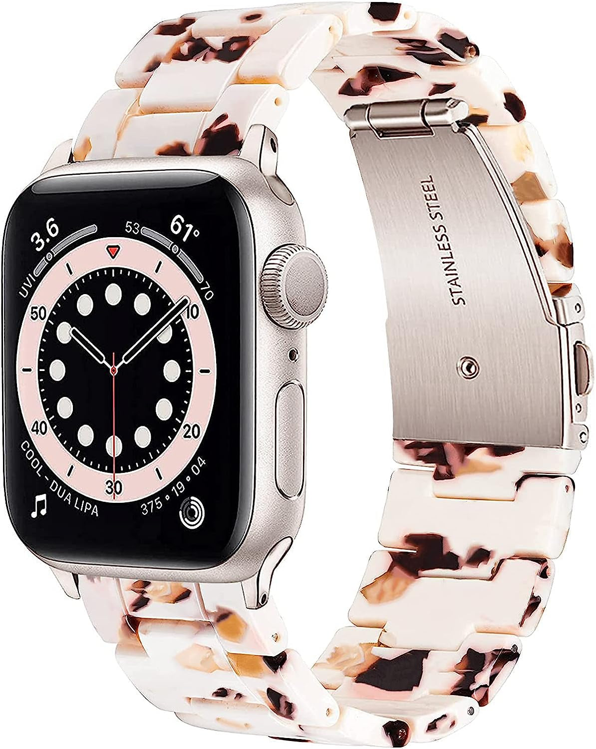 NYENEIL Compatible with Apple Watch Band 38Mm 40Mm 41Mm 42Mm 44Mm 45Mm Ultra 49Mm for Iwatch SE Lightweight Resin Wristband Bracelet Strap Series 8 7 6 5 4 3 2 1 Mens Womens  NYENEIL Nougat White for Starlight 38MM/40MM/41MM 