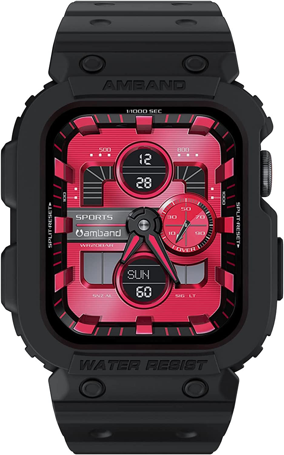 Amband Compatible for Apple Watch Band 45Mm 44Mm 42Mm with Bumper Case, Rugged Men Bands for Apple Watch SE and Iwatch Series 7 6 5 4 3 2 1, Sport Military Protective Cases Drop-Proof, Matte Black  amBand   