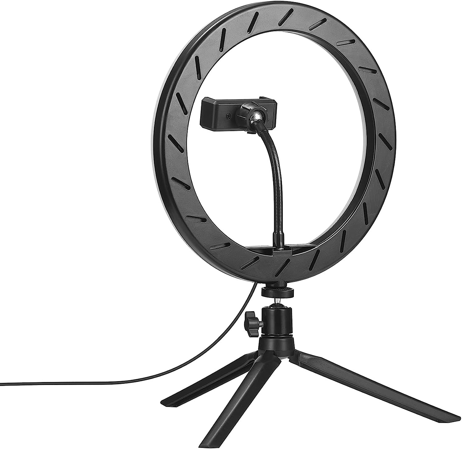 Globe Electric 13338 10'' Ring Light with Tripod Stand, LED Integrated Circle Light with Phone Holder for Live Stream/Makeup/Youtube Video/Tiktok, Compatible with All Phones, Adjustable Height  Globe Electric   