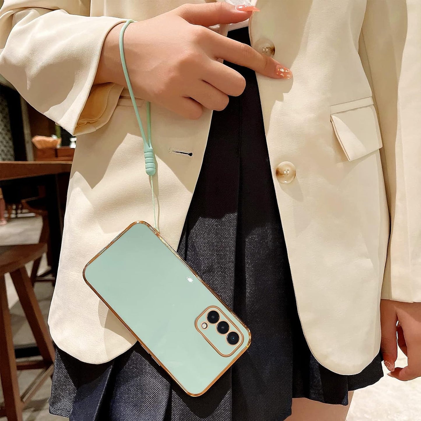 For Oneplus Nord N200 5G Case, N200 Phone Case for Women Electroplating Luxury Bling Aesthetic Trendy Pretty, Full Camera Soft TPU Protection Shockproof Cover for Oneplus Nord N200 5G (Mint Green)  KuDiNi   