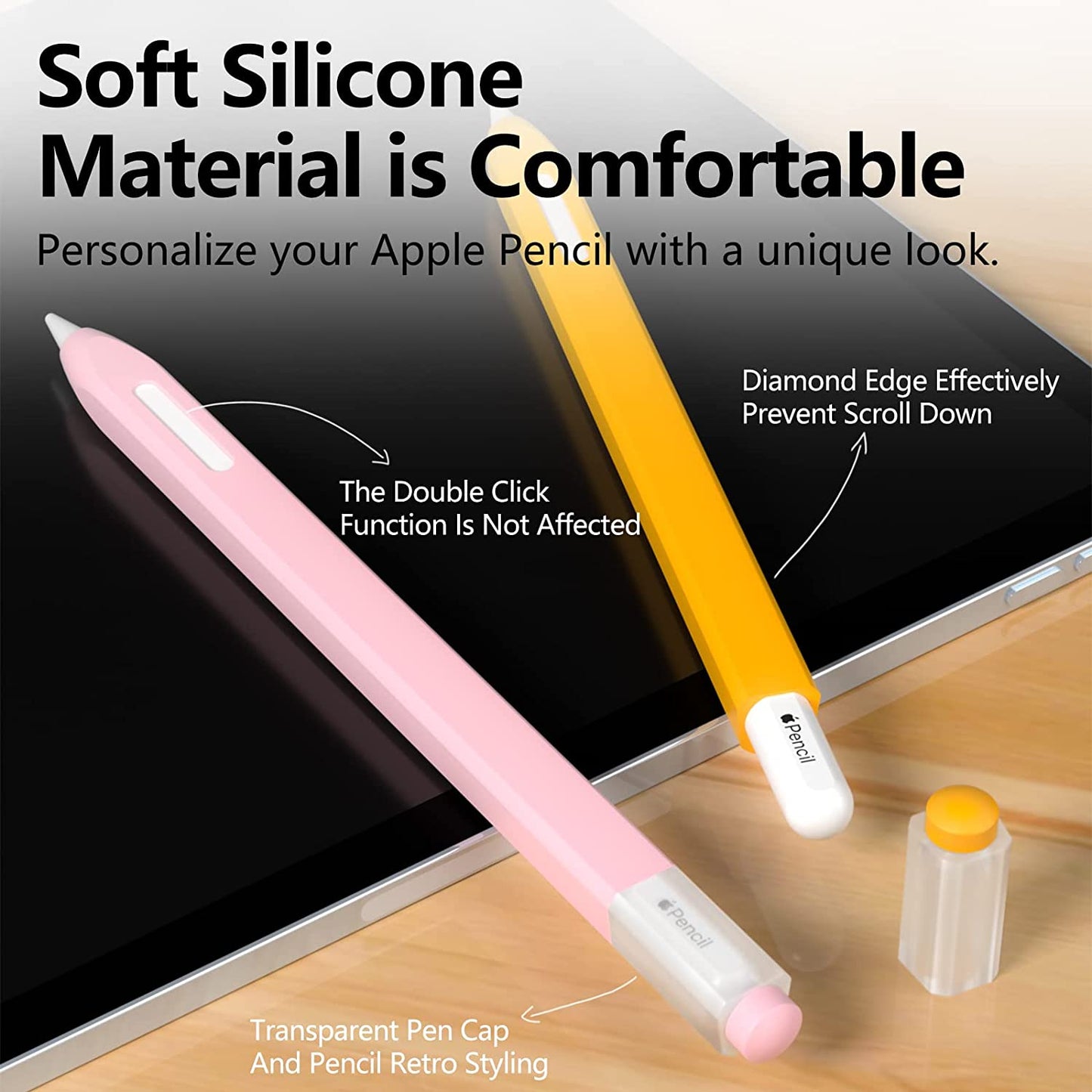 JOOSKO Classic Silicone Pencil Case Compatible with Apple Pencil 2Nd Generation Case Cover Sleeve,[With 5 Cloth Fiber Silicone Tip Cover],Non-Slip,Support Magnetic Wireless Charging (Pink)  JOOSKO   