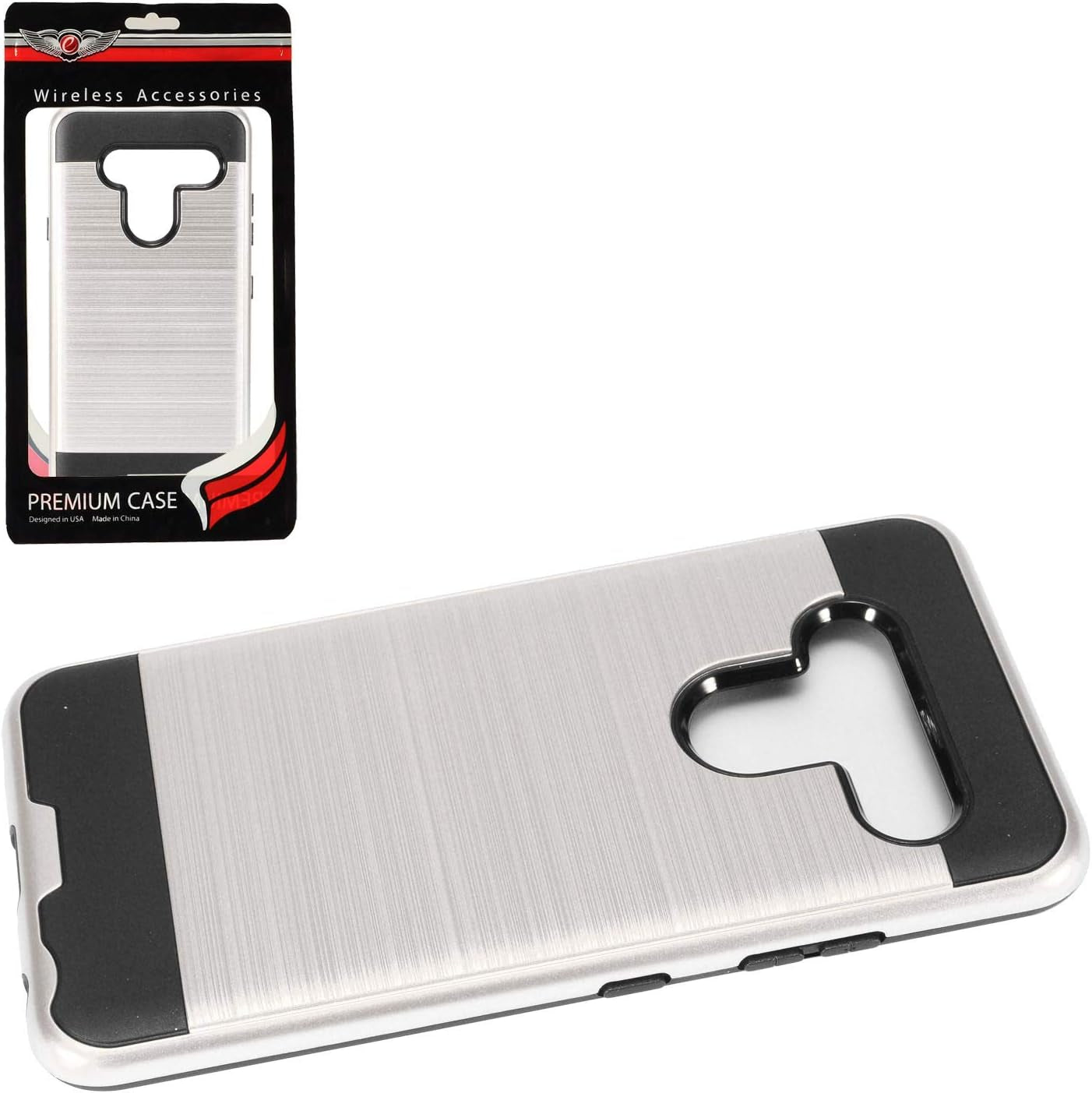 Eaglecell - Compatible with LG V40 Thinq - Brushed Style Hybrid Case - CS3 Silver  Eaglecell   