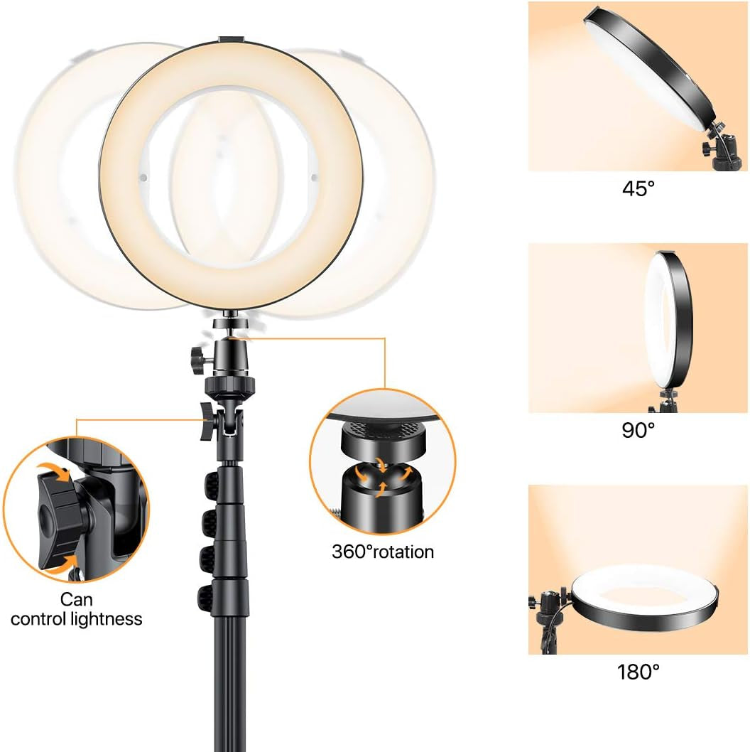 Miracase 8" Ring Light with Stand, 14 Colors RGB LED Ring Light with Tripod Stand and Phone Holder & 10 Brightness Level & Camera Remote Shutter for Makeup,Youtube,Video,Photography  Miracase   