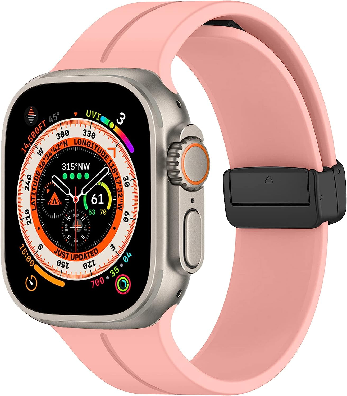 Magnetic for Apple Watch Ultra Band 49Mm 45Mm 44Mm 41Mm 40Mm Iwatch Bands 38Mm 42Mm Men/Women,Soft Sport Silicone Replacement Wristband Correa Strap for Apple Watch Band Series 8/7/6/5/4/3/2/1/SE  DMVEIMAL 08-Rose Pink 42mm 44mm 45mm 49mm 