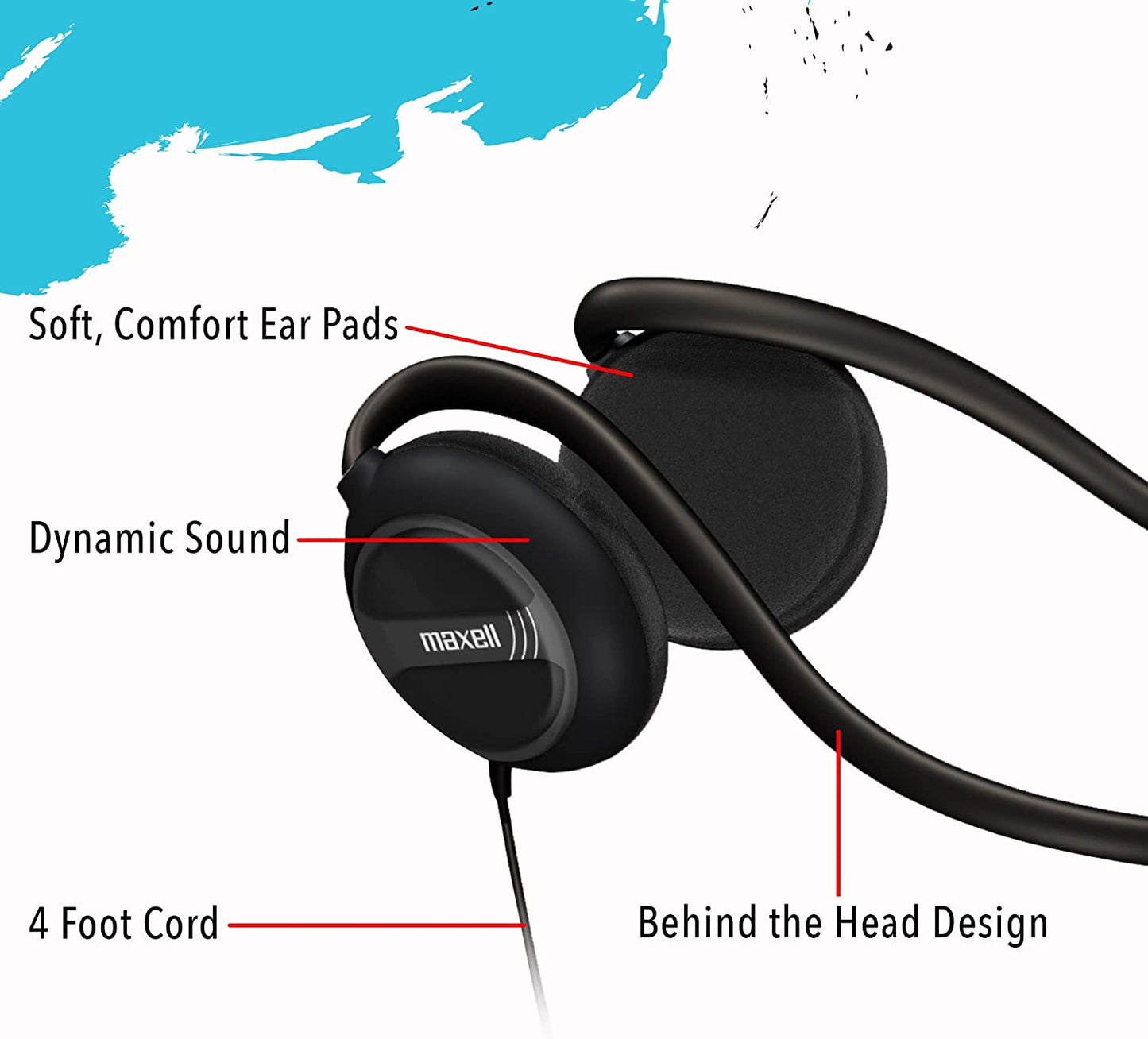 Maxell 190316 Stereo Neck Bands, Black  Maxell   